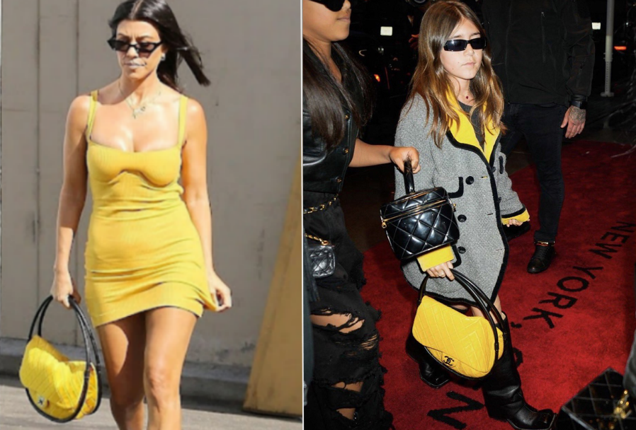 Kourtney e Penelope Kardashian utilizam a mesma bolsa Hula Hoop, versão média.